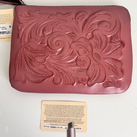 Patricia Nash Cassini Tool Old Rose Italian Leather Wristlet Clutch NWT - Picture 4 of 8